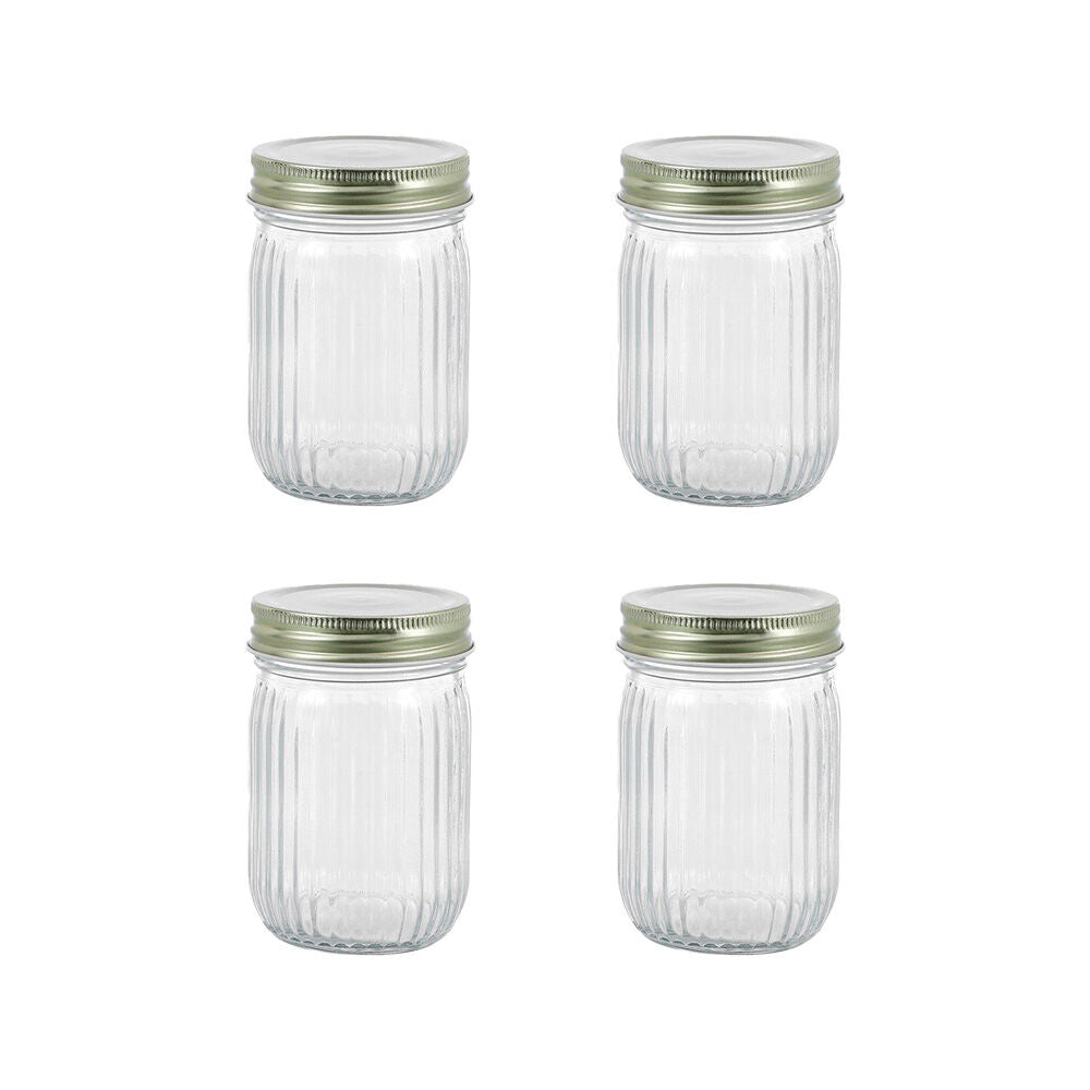 48PK Lemon & Lime Roma Ribbed Conserve Glass Jar with Lid 300ml