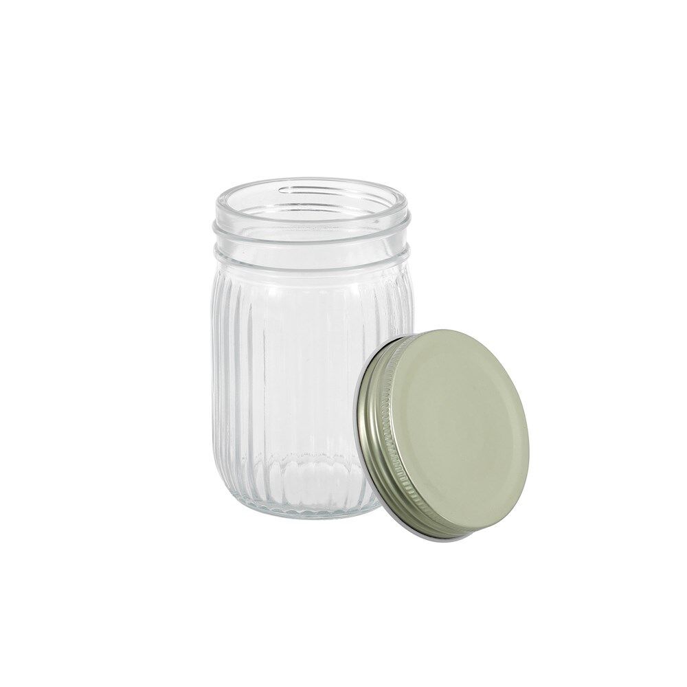 48PK Lemon & Lime Roma Ribbed Conserve Glass Jar with Lid 300ml