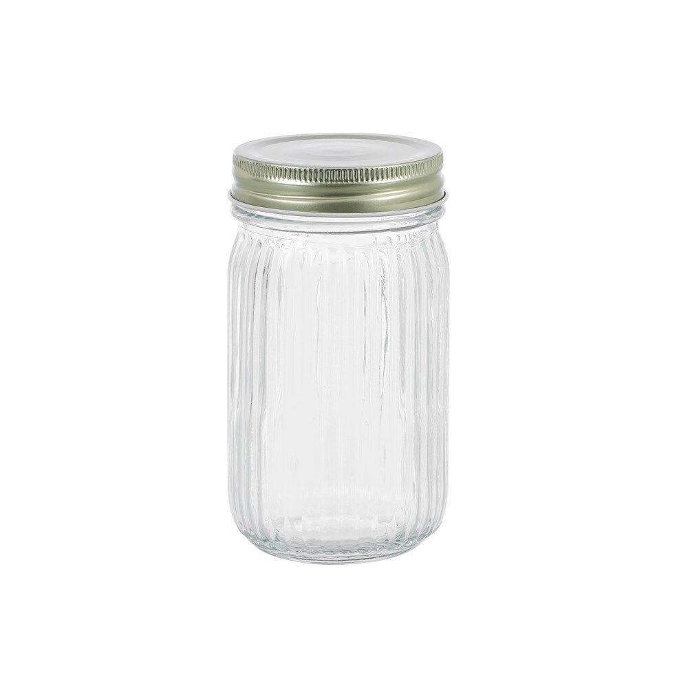 32PK Lemon & Lime Roma Ribbed Conserve Glass Jar with Lid 450ml