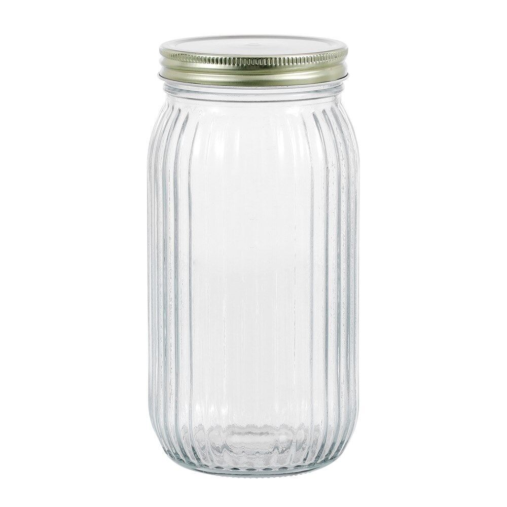 24PK Lemon & Lime Roma Ribbed Conserve Glass Jar with Lid 1L