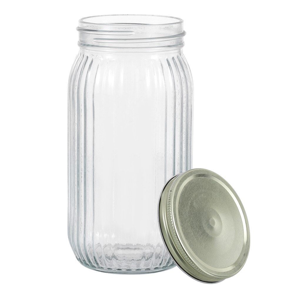 24PK Lemon & Lime Roma Ribbed Conserve Glass Jar with Lid 1L