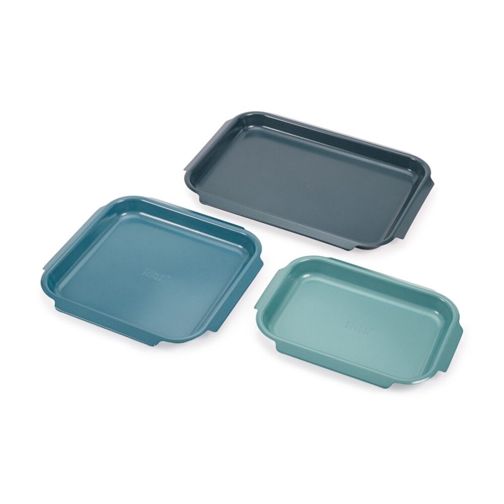 3pc Joseph Joseph Carbon Steel Non-Stick Nest Baking Kitchen Tray Set Blue