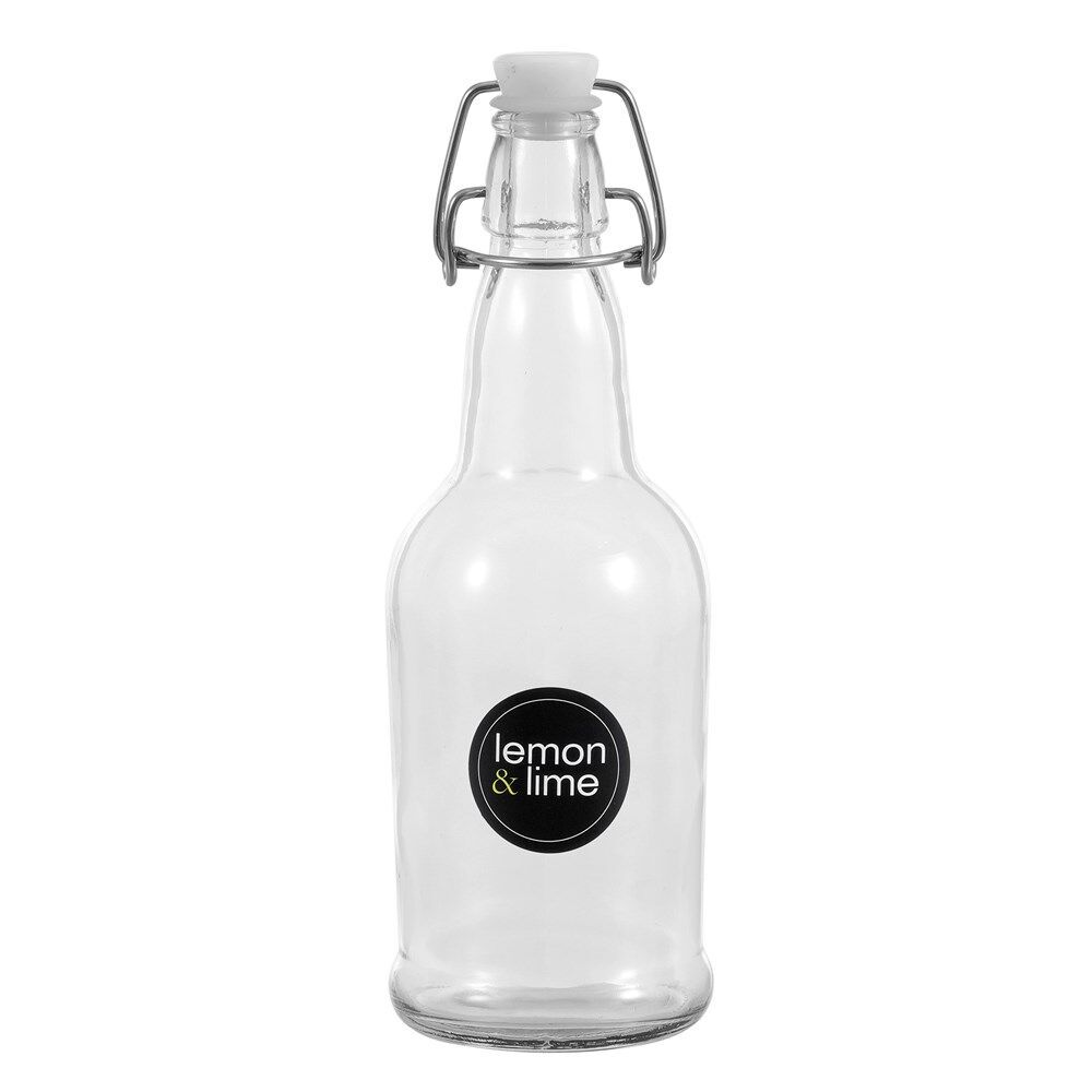 24PK Lemon & Lime Secure Glass Air-Tight Clip Lid Bottle 500ml