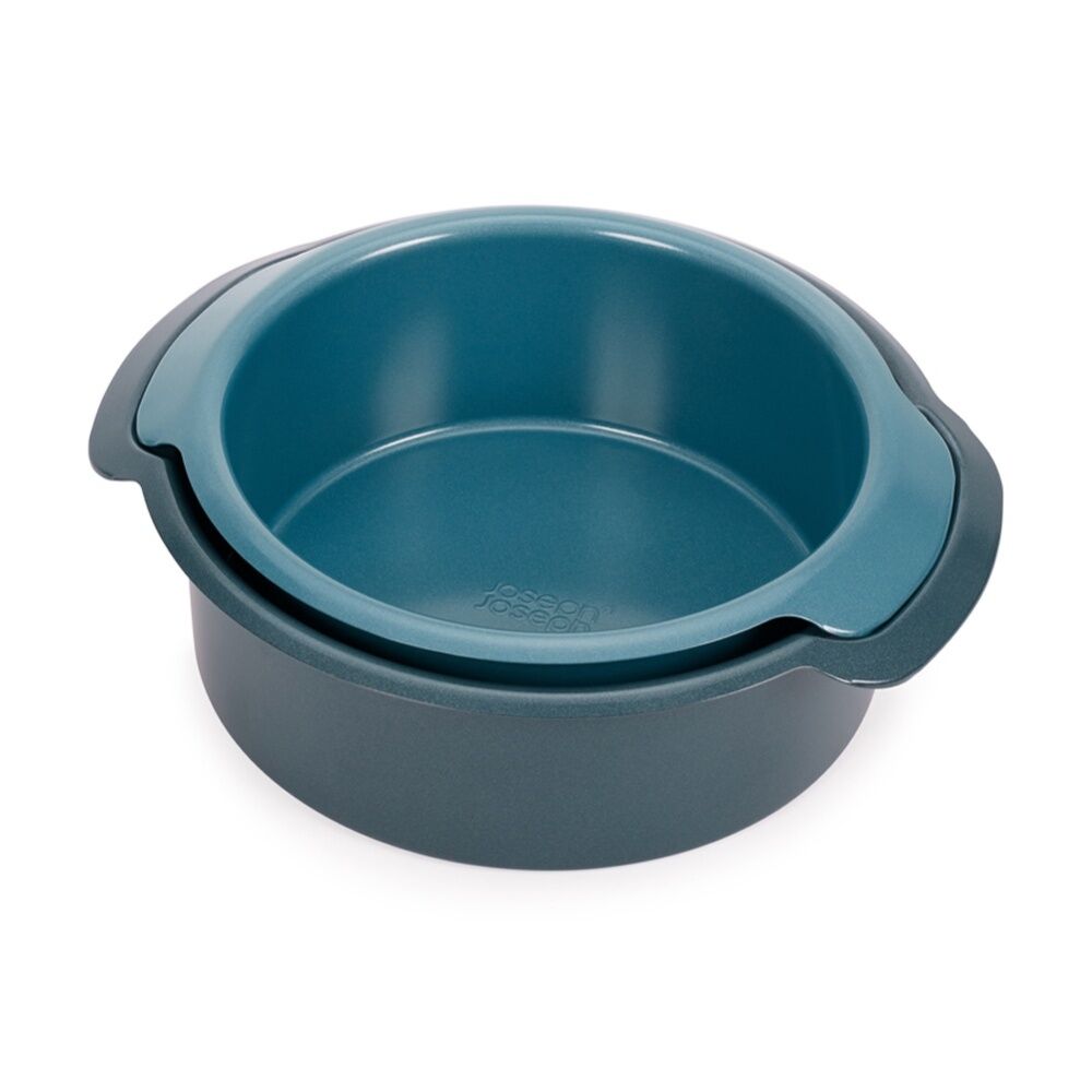 2pc Joseph Joseph Carbon Steel Non-Stick Nest Bake Round Cake Tins Blue
