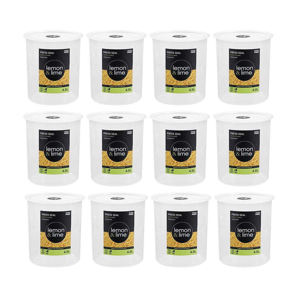 12PK Lemon & Lime Press Seal Food Storer Container 4.5L 19x19x21cm