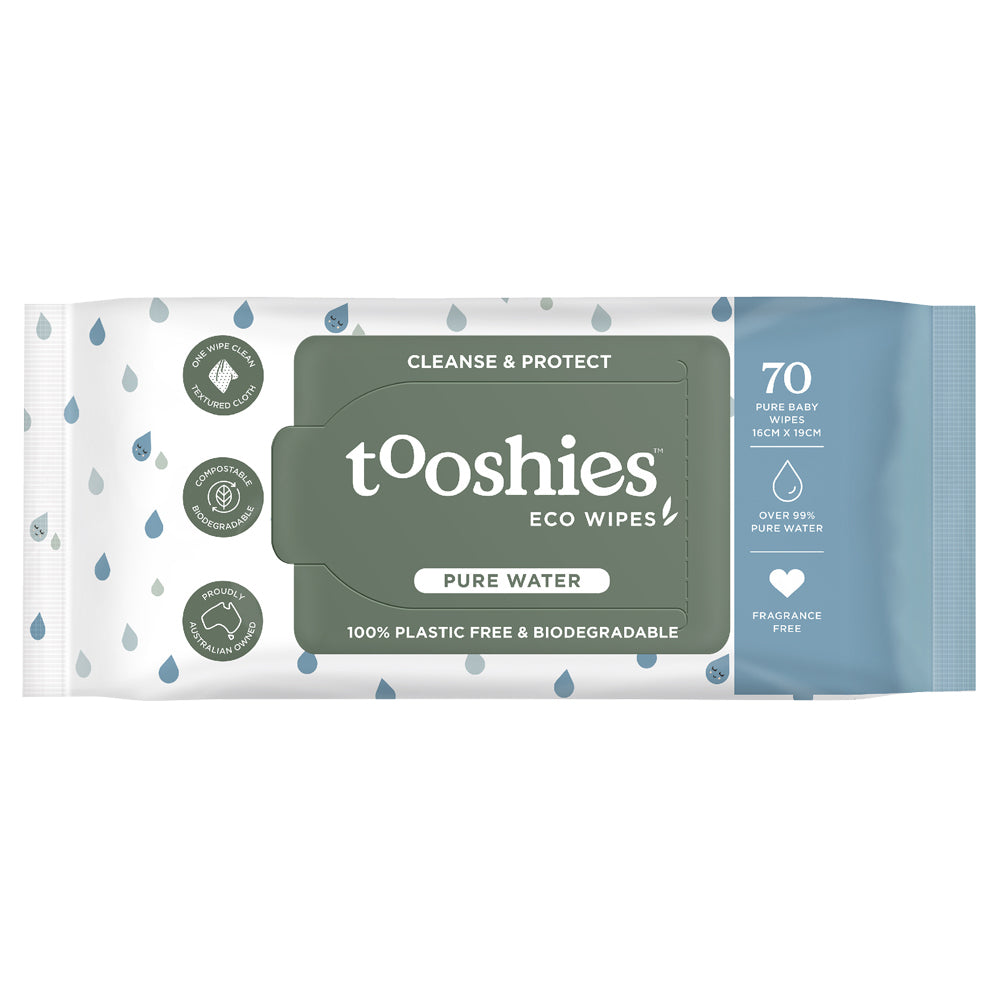6PK 70pc Tooshies Pure Water Baby Wipes Fragrance-Free