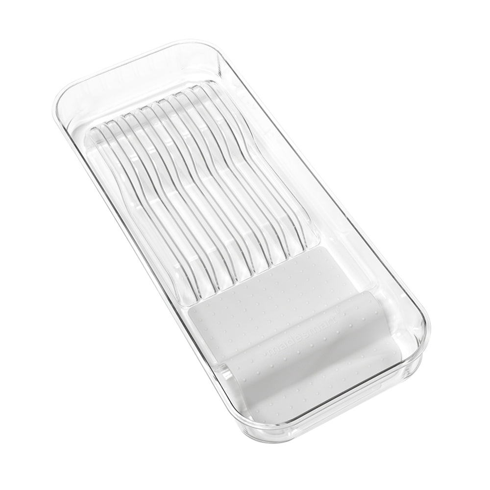 2PK Madesmart Clear Soft Grip In-Drawer Knife Organiser Grey
