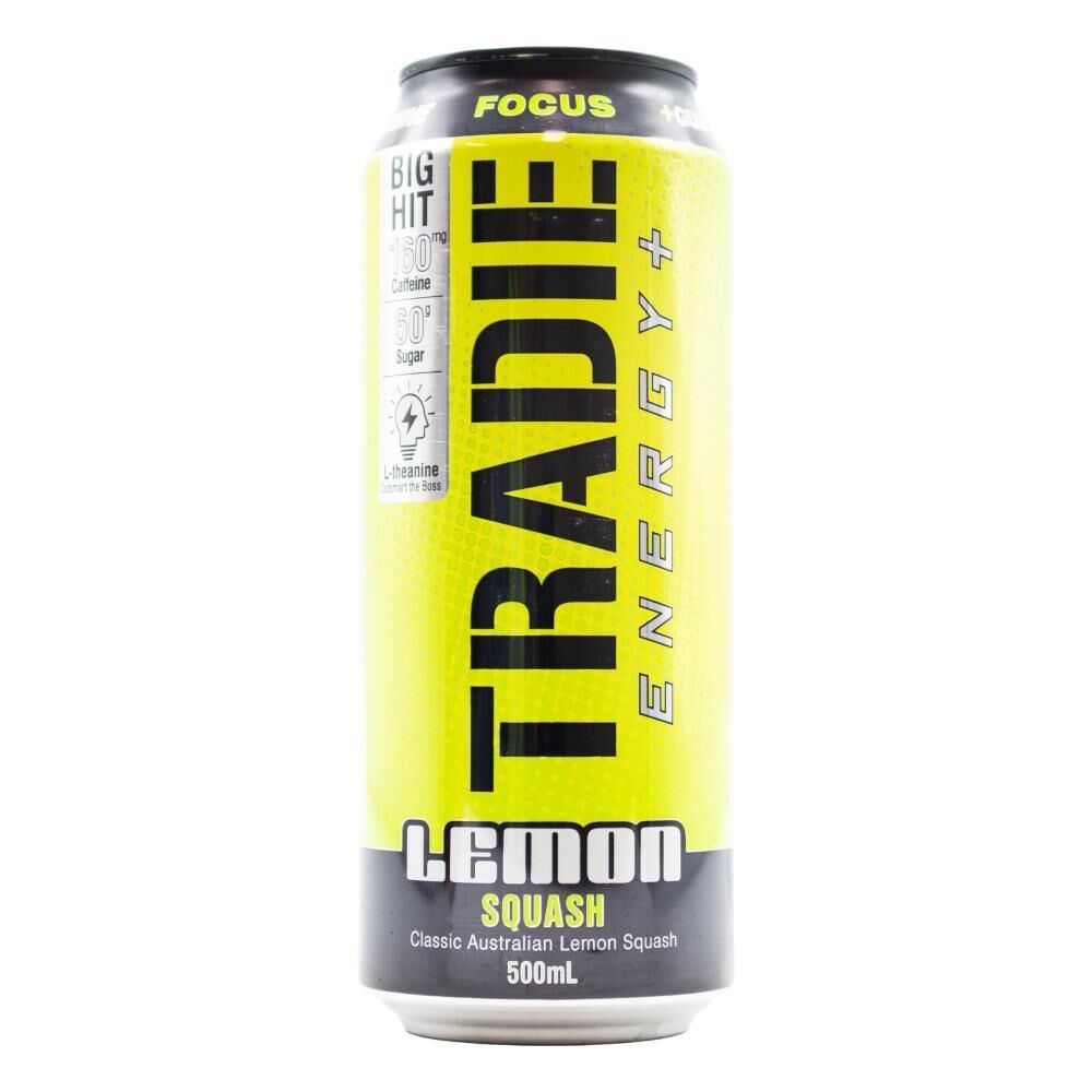 12PK Tradie Focus 500ml Energy Sports Drink - Lemon Squash