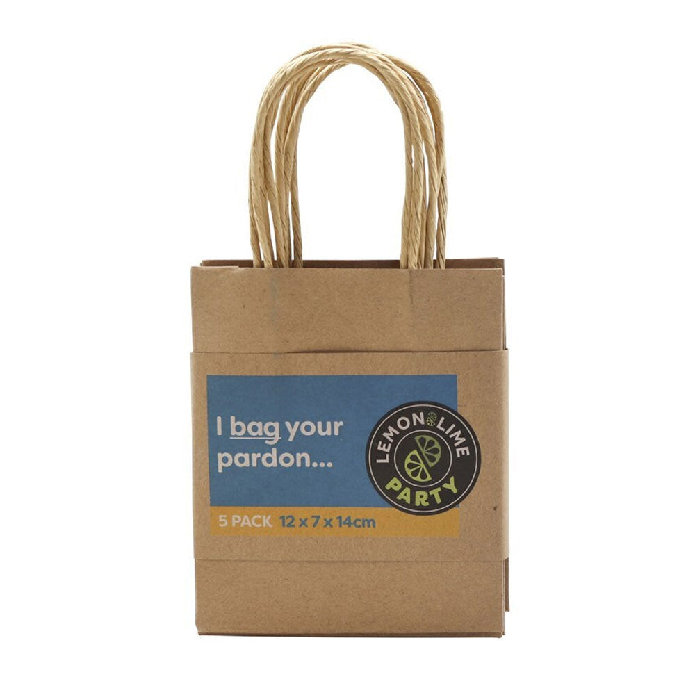 20PK Lemon & Lime Gift Bag Paper 14X12X7cm Assorted