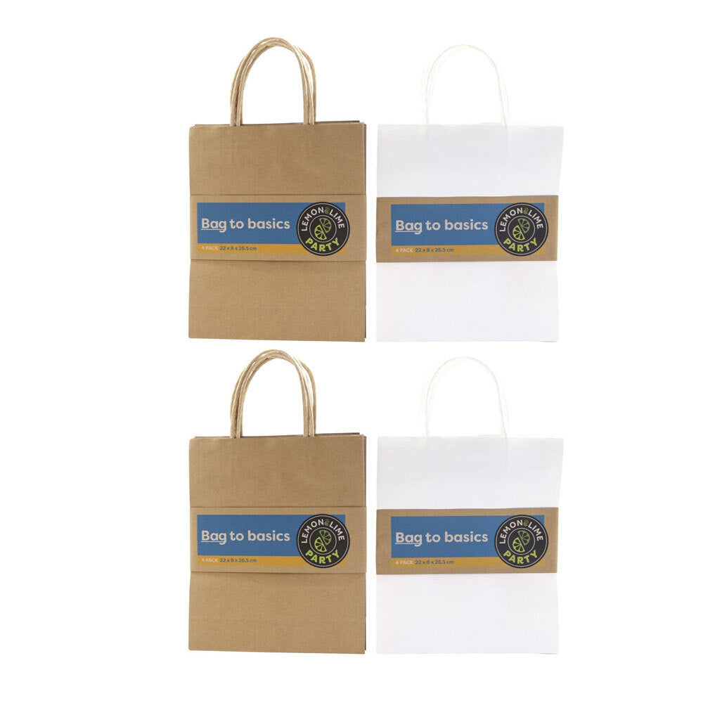 16PK Lemon & Lime Gift Bag Paper 26.5X22X8cm Assorted
