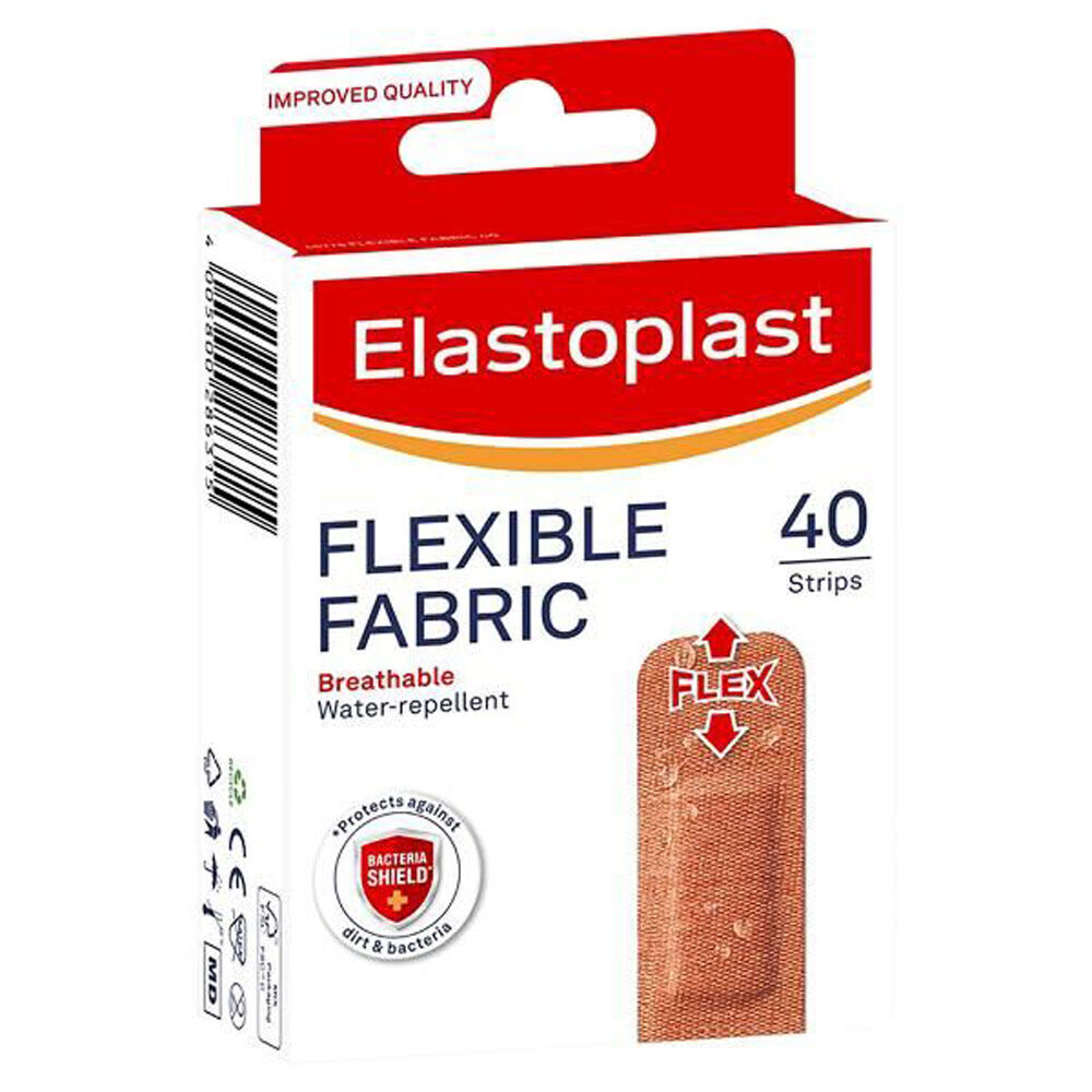 12x 40pc Elastoplast Flexible Fabric Strips Bandage Breathable Water Resistant