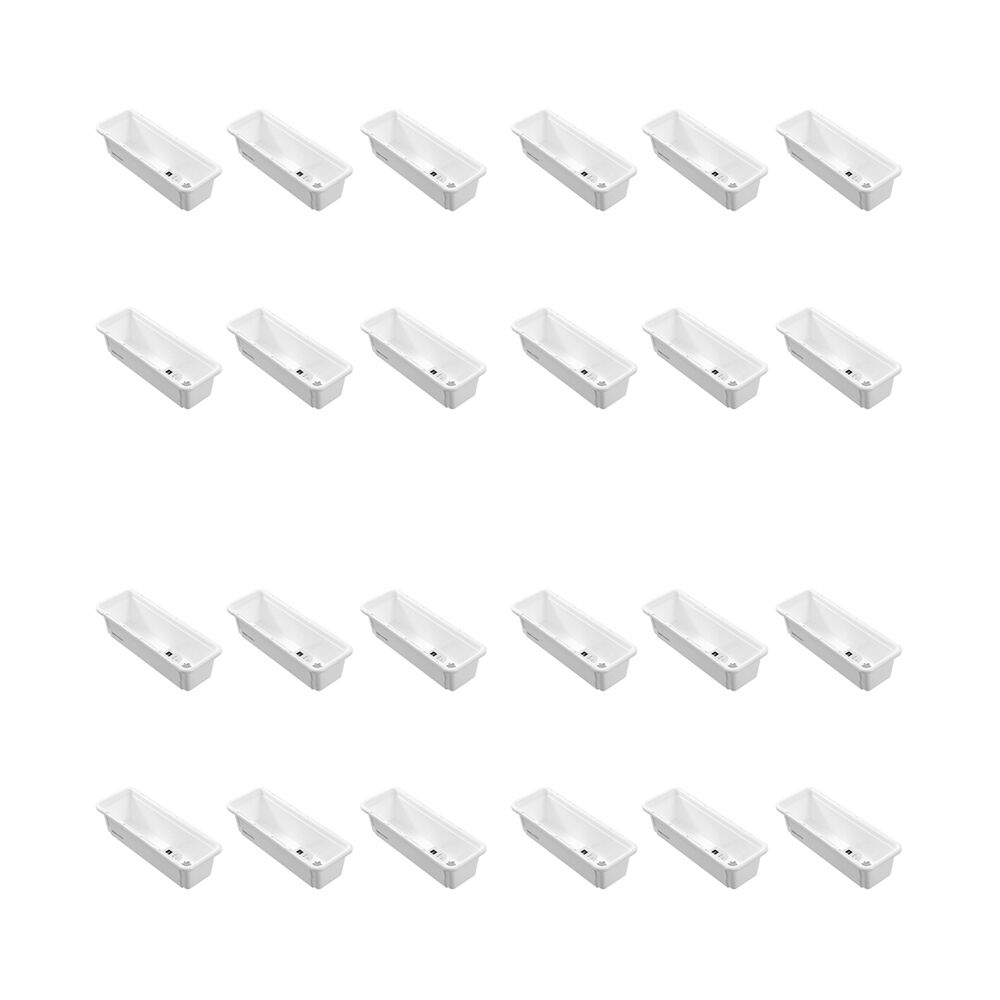 24PK Boxsweden Adjustable Drawer Tote Organiser Sleek Tray 25-38x9x7cm White