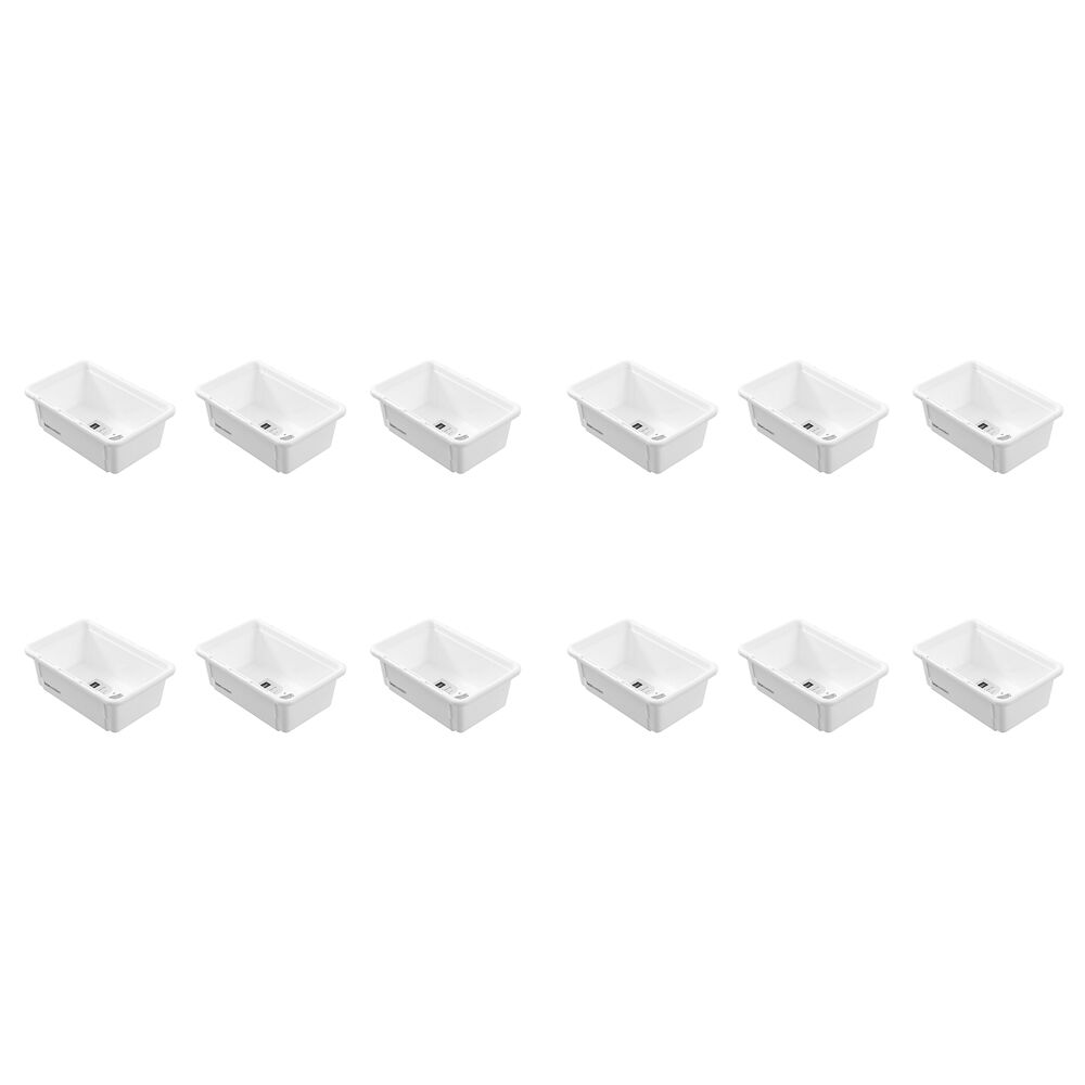 12PK Boxsweden Adjustable Drawer Tote Organiser Sleek Tray 18-29x12x7cm White