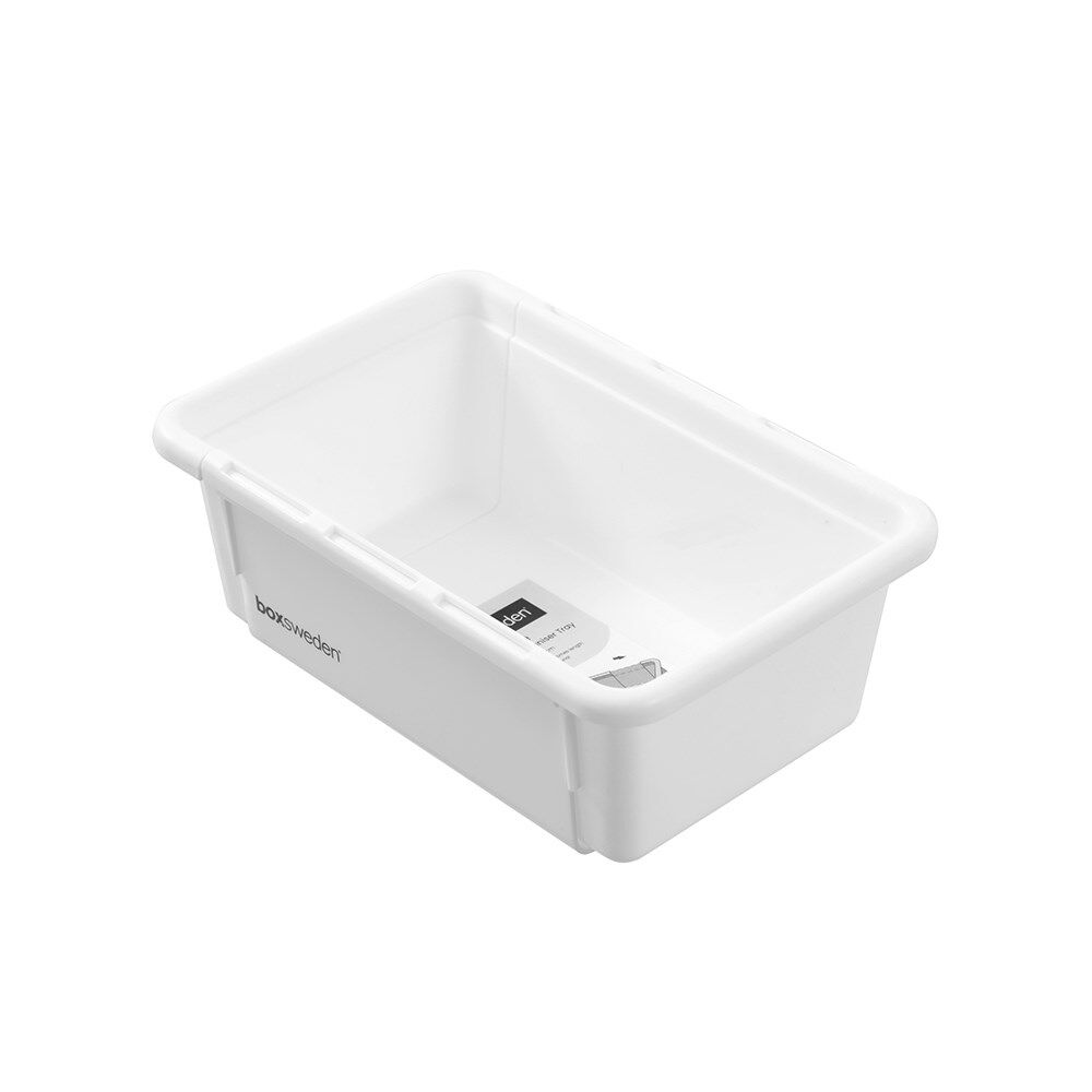 24PK Boxsweden Adjustable Drawer Tote Organiser Sleek Tray 18-29x12x7cm White
