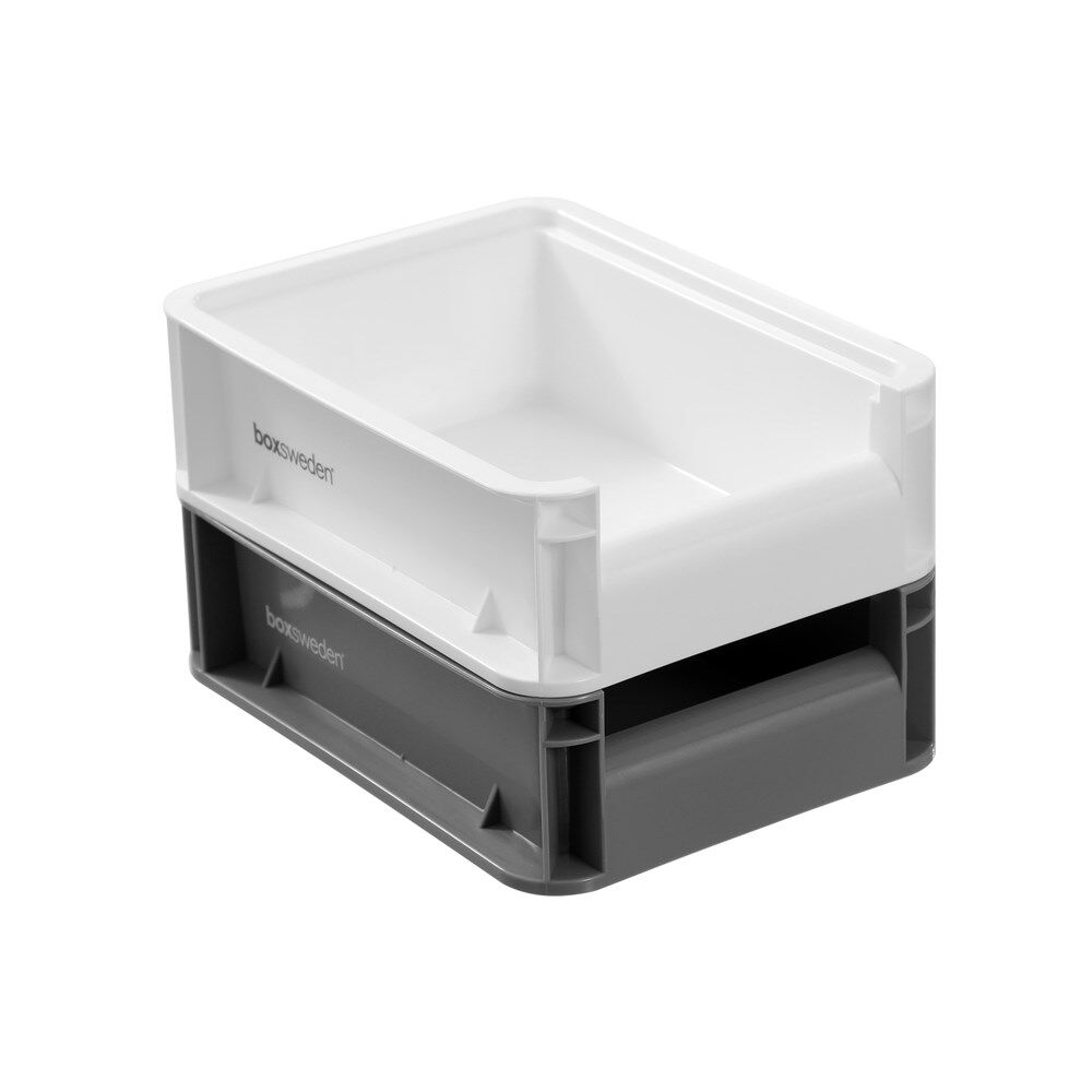 24PK Boxsweden Heavy Duty Stackable Tray Sleek Organiser 20x15x6.5cm Assorted
