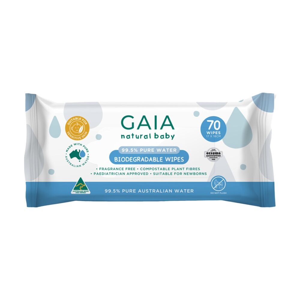 8x 70pc GAIA Natural Baby Gentle 99.5% Pure Water Wipes Eco-Friendly