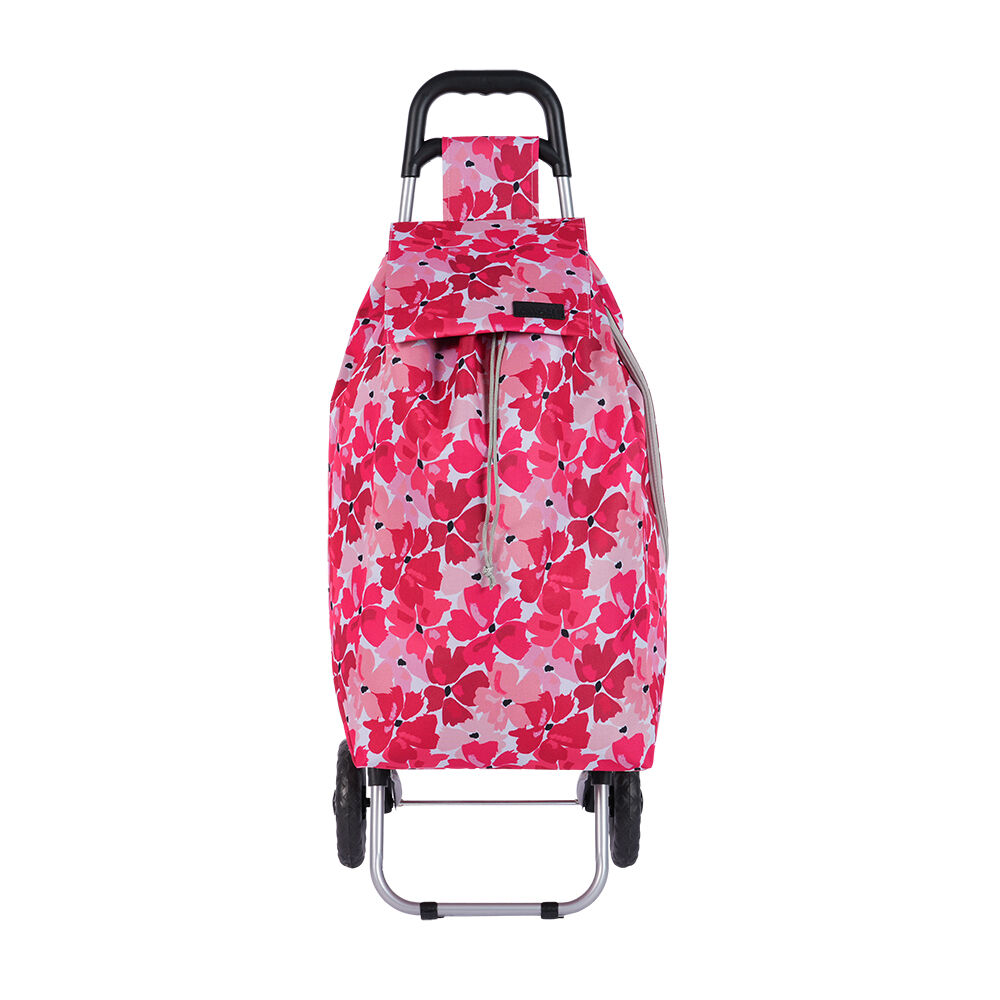 Sachi Sprint Large Everyday Grocery Wheeled Shopping Trolley 45L Red Poppies