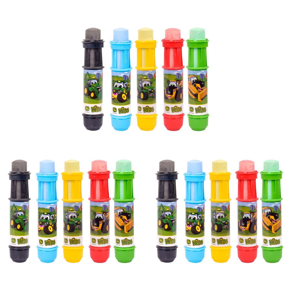 3x 5pc John Deere Jumbo Chalk Holders w/ Chalk Kids Outdoor Toy 3y+