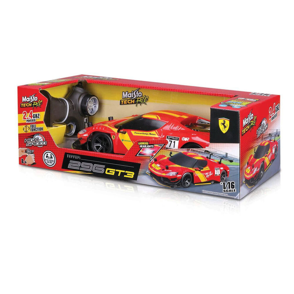 Maisto TECH Ferrari 296 GT3 #71 Remote Control Car 1:16 Red/Yellow