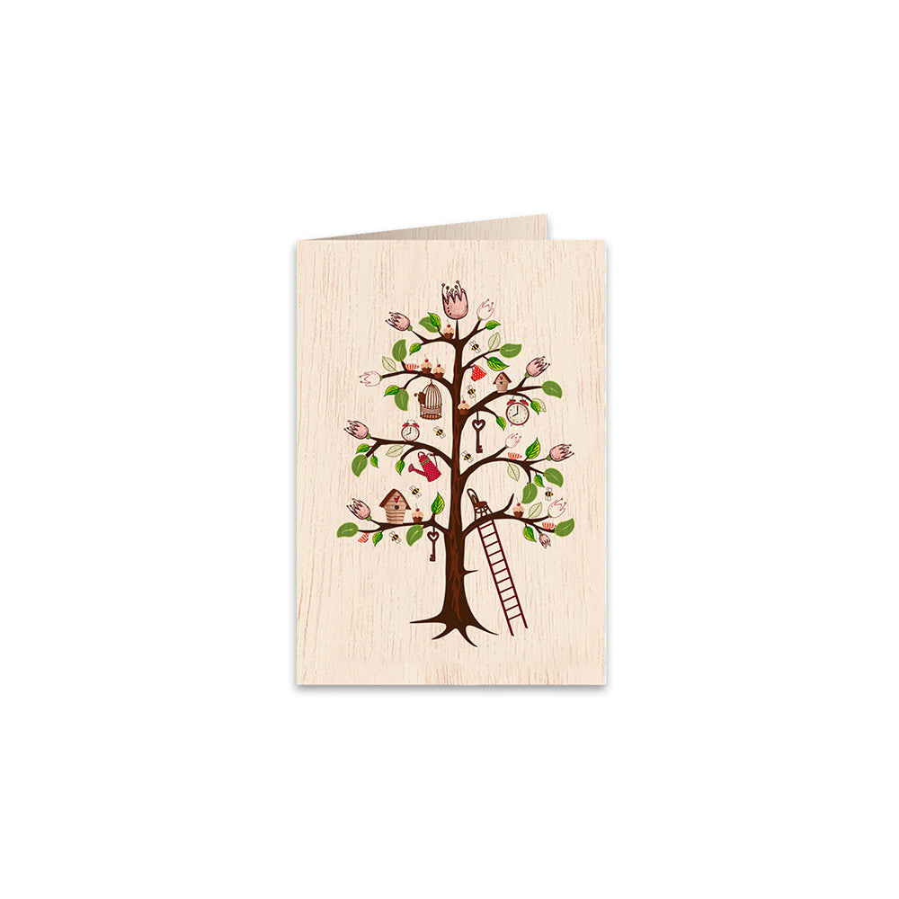 6PK Cozywood Wooden Greeting Card 11x16cm - Tree of Life