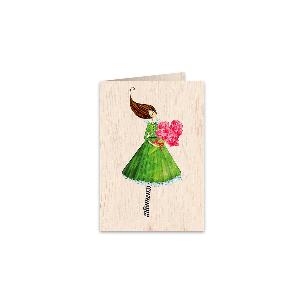 12PK Cozywood Wooden Greeting Gift Card 11x16cm - Flowers