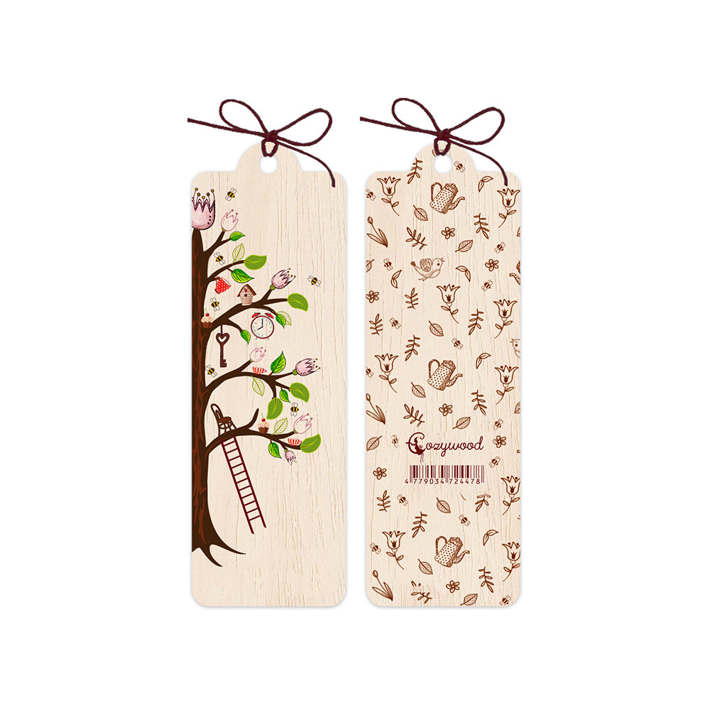 6PK Cozywood Wooden Bookmark 4.5x14cm w/ Waxed Ribbon - Tree of Life