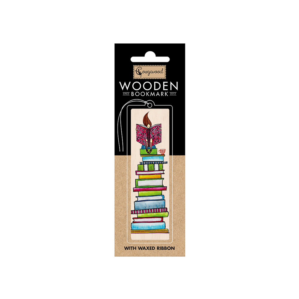 12PK Cozywood Wooden Bookmark 4.5x14cm w/ Waxed Ribbon - Reader