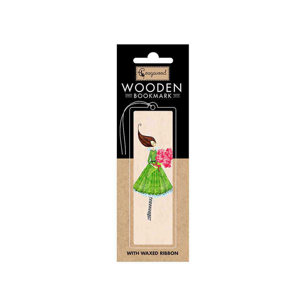 12PK Cozywood Wooden Bookmark 4.5x14cm w/ Waxed Ribbon - Flowers