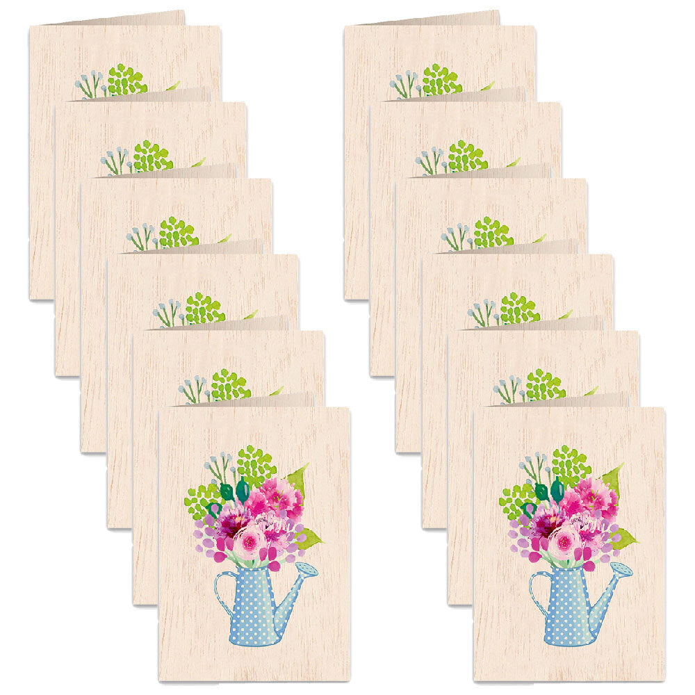 12PK Cozywood Wooden Greeting Card 11x16cm - Watering Can