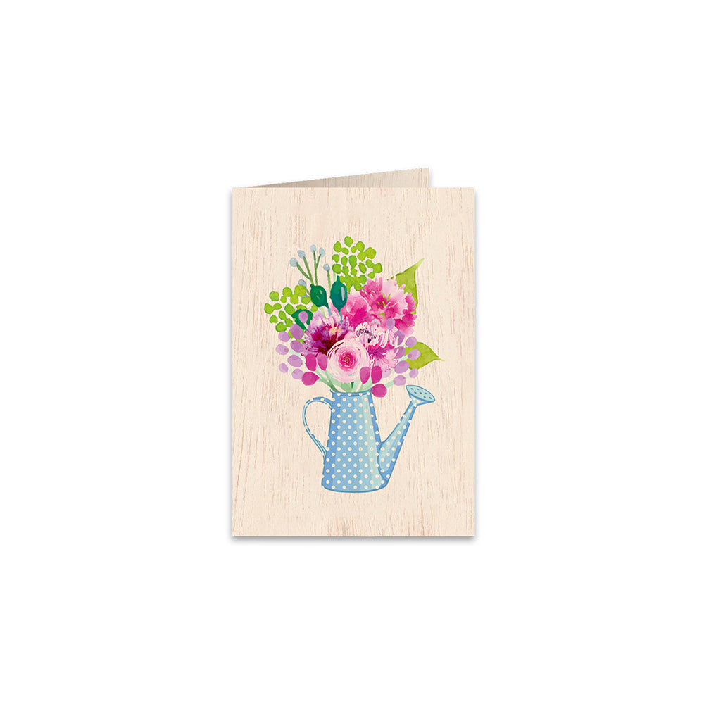 12PK Cozywood Wooden Greeting Card 11x16cm - Watering Can
