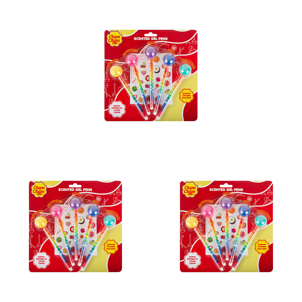 3PK Chupa Chups Colourful Candy Scented Gel Pens Kids School Supply