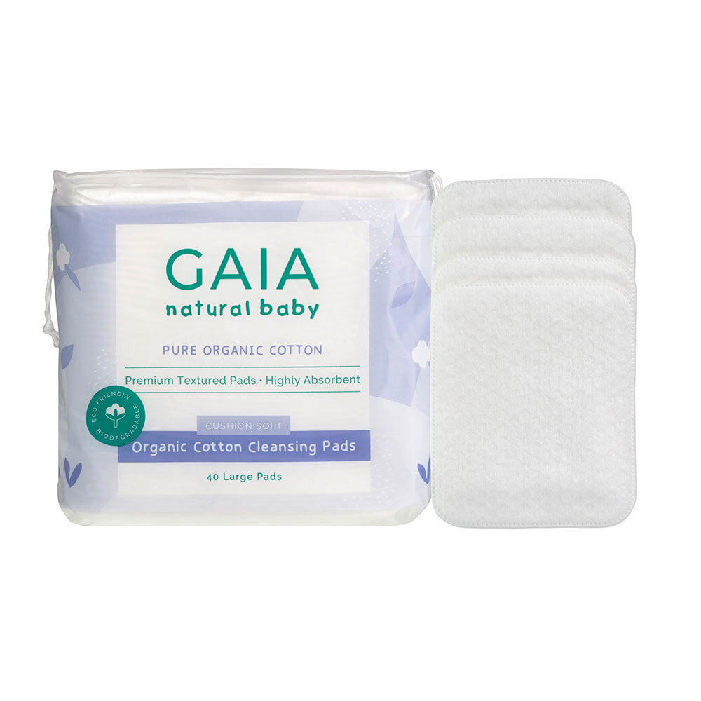 3x 40pc Gaia Natural Baby Organic Cotton Cleansing Pads