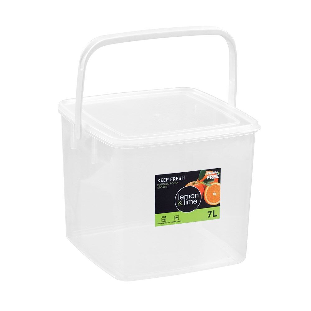 8PK Lemon & Lime Keep Fresh Storer Portable Square Container with Handle 7L