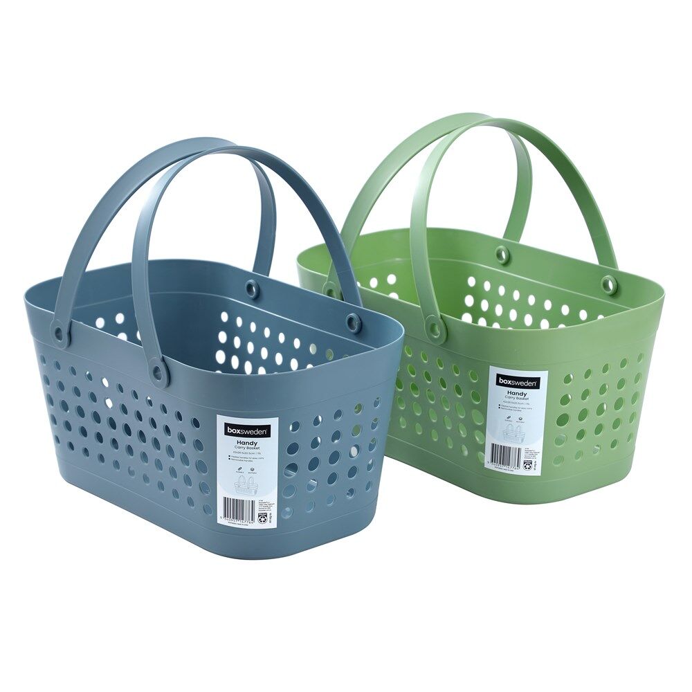 6PK Boxsweden Handy Carry Basket Sleek Organiser 15L 42x26.5x20.5cm Assorted