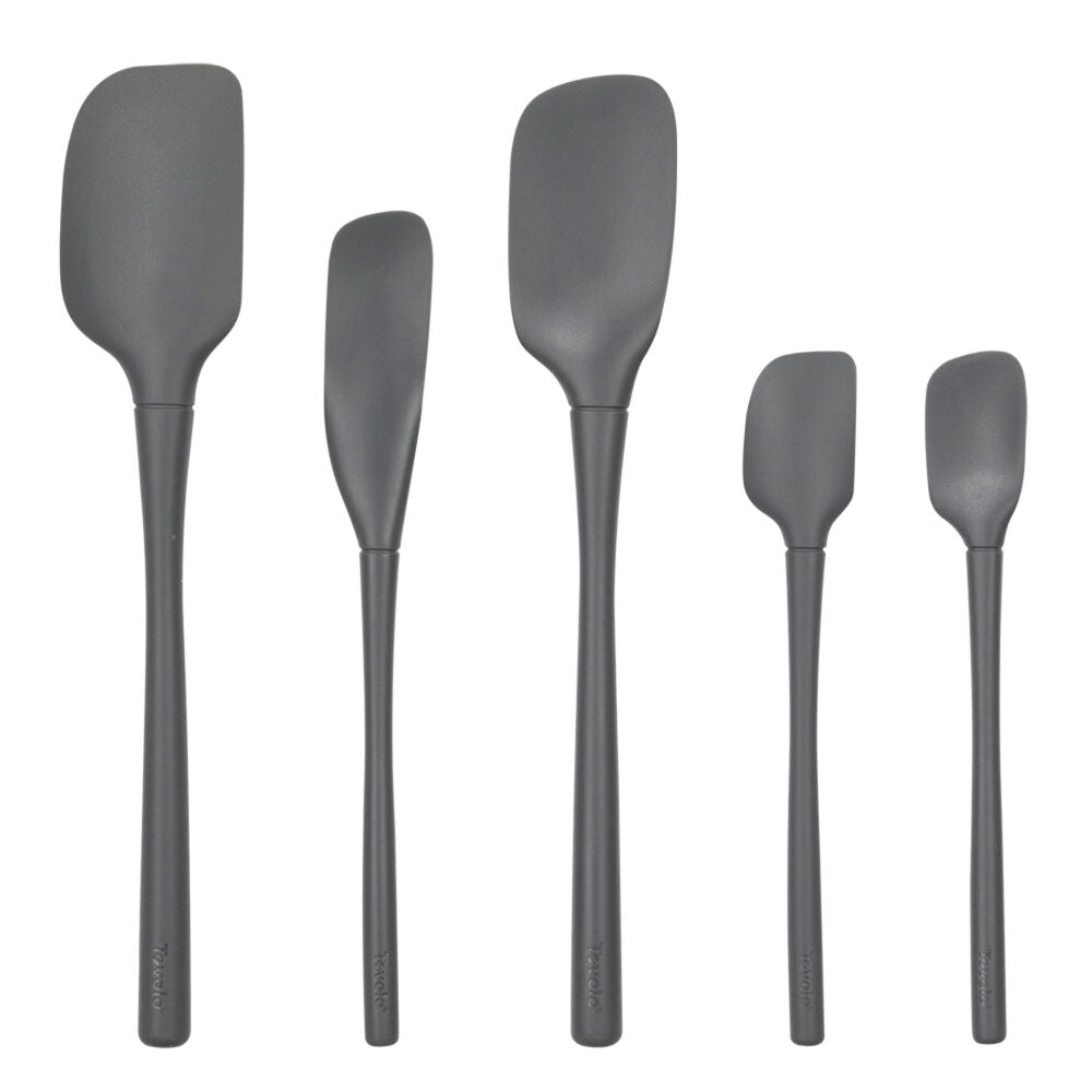 5pc Tovolo Flex-Core All Silicone Flexible Spatula Spoon Set Charcoal
