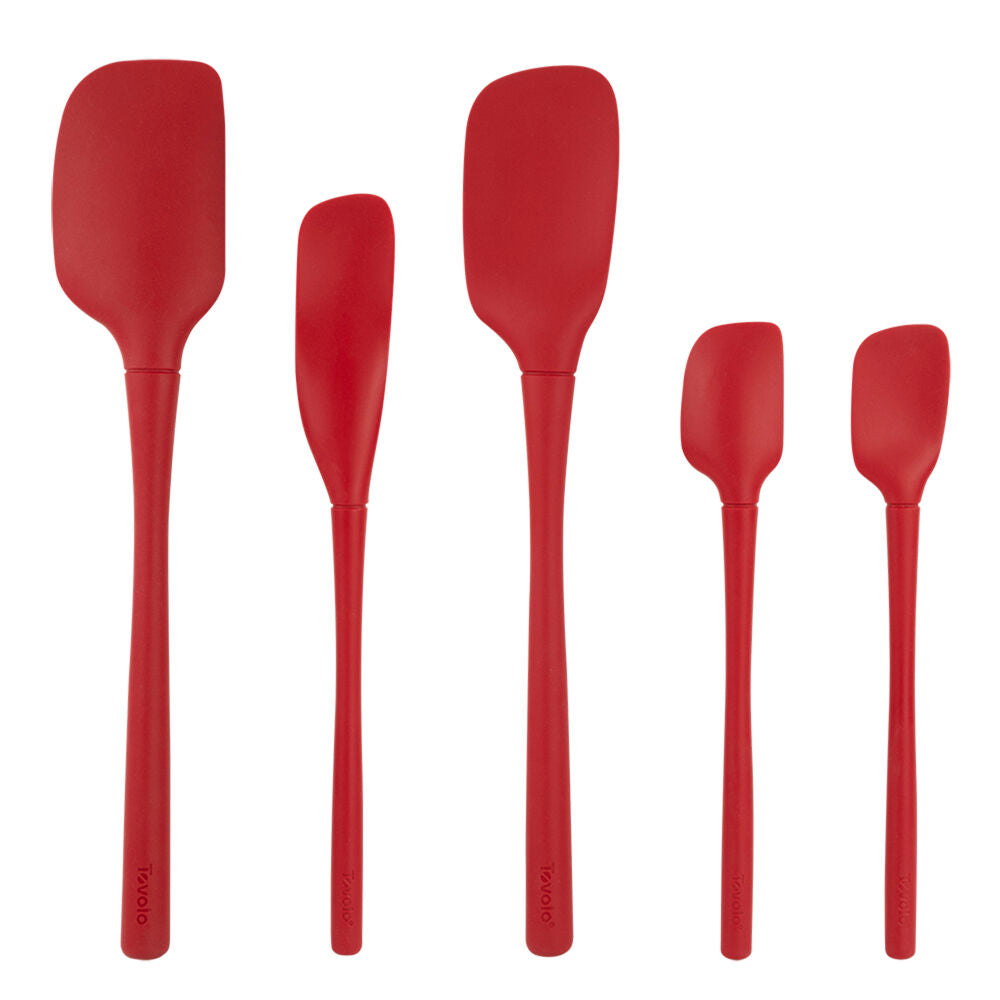 5pc Tovolo Flex-Core All Silicone Flexible Spatula Spoon Set Cayenne