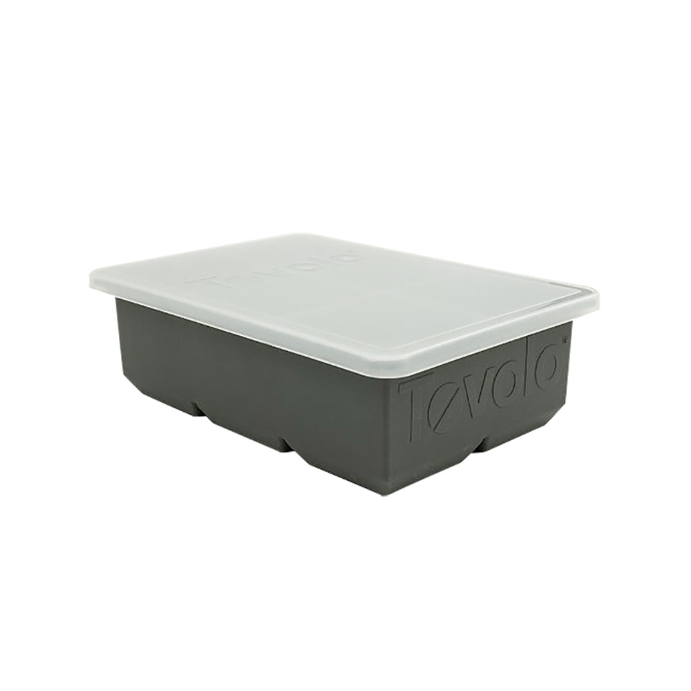 2PK Tovolo Silicone King Cube Ice Tray w/ Lid - Charcoal