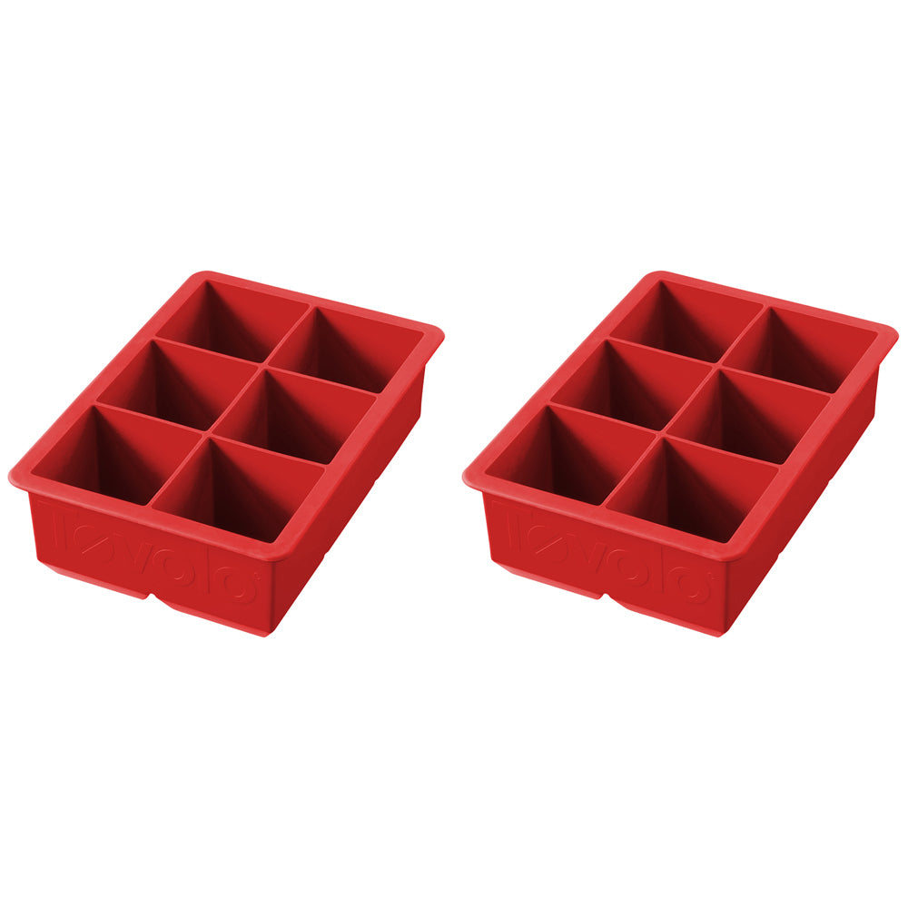 2PK Tovolo Silicone King Cube Ice Tray Cubes - Apple Red