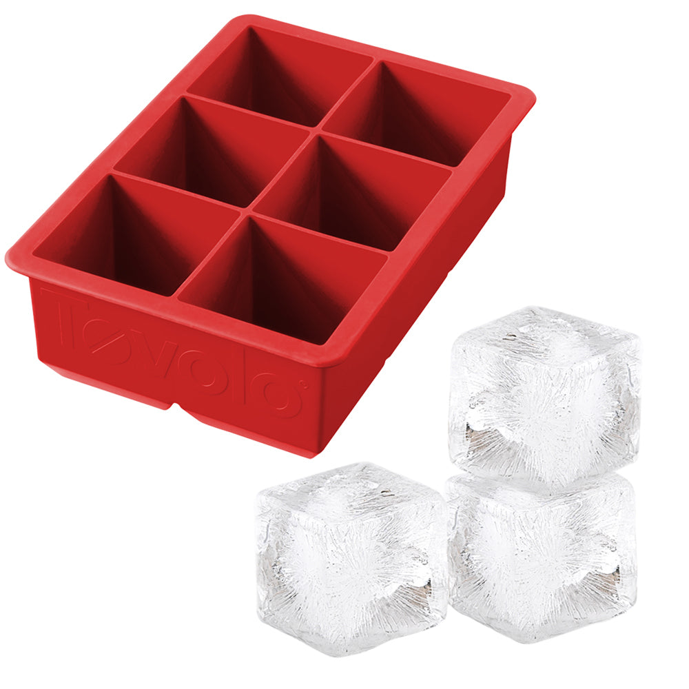 2PK Tovolo Silicone King Cube Ice Tray Cubes - Apple Red