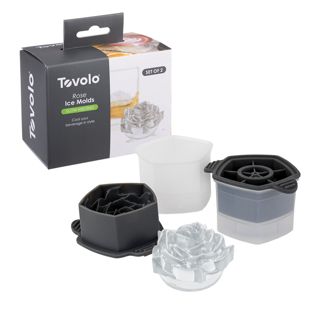 4pc Tovolo Novelty Rose Ice Mould Set w/ Cap - Charcoal