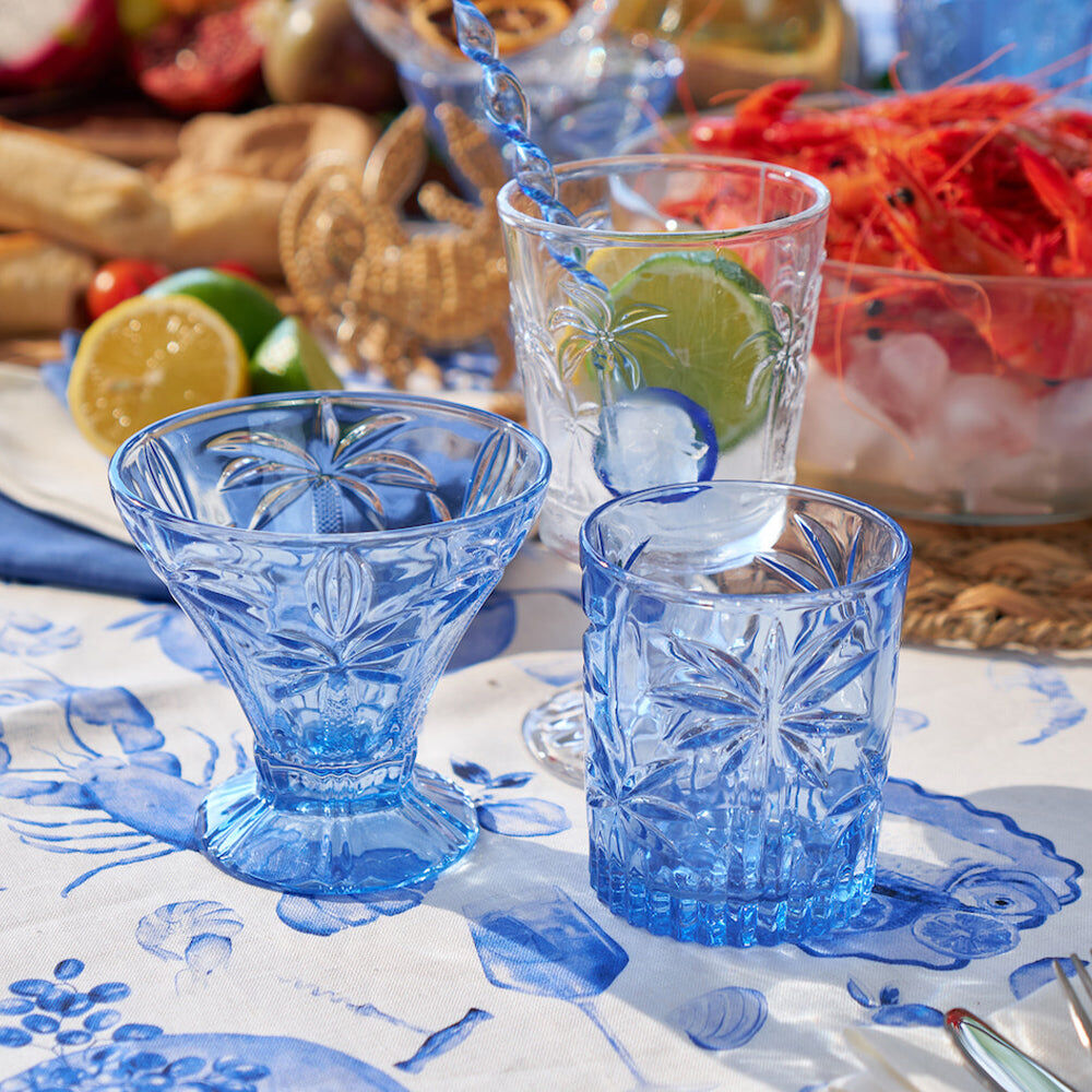 8pc Annabel Trends Cocktail Glass Palm Tree 270ml Cup Set - Blue