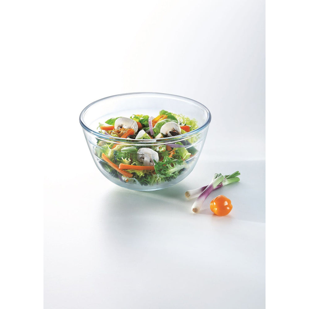 2x O Cuisine 21cm/2L Glass Mixing Bowl Round - Clear