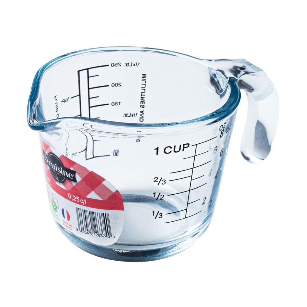 2x Cuisine Glass 0.25L Measuring Jug Cup w/ Handle - Clear