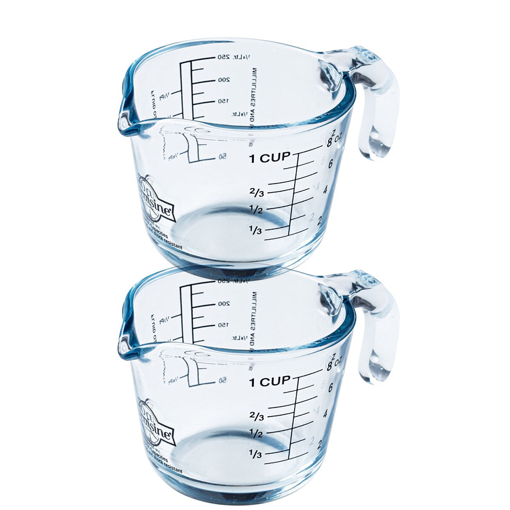 2x Cuisine Glass 0.25L Measuring Jug Cup w/ Handle - Clear