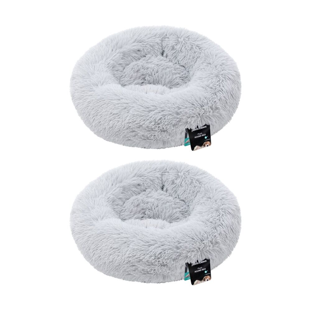 2PK Paws and Claws Round Bed Small 50x50x15cm Super Plush Washable Assorted
