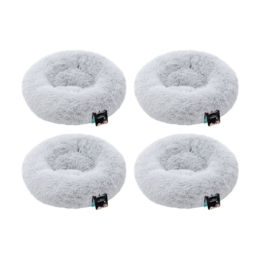 4PK Paws and Claws Round Bed Small 50x50x15cm Super Plush Washable Assorted