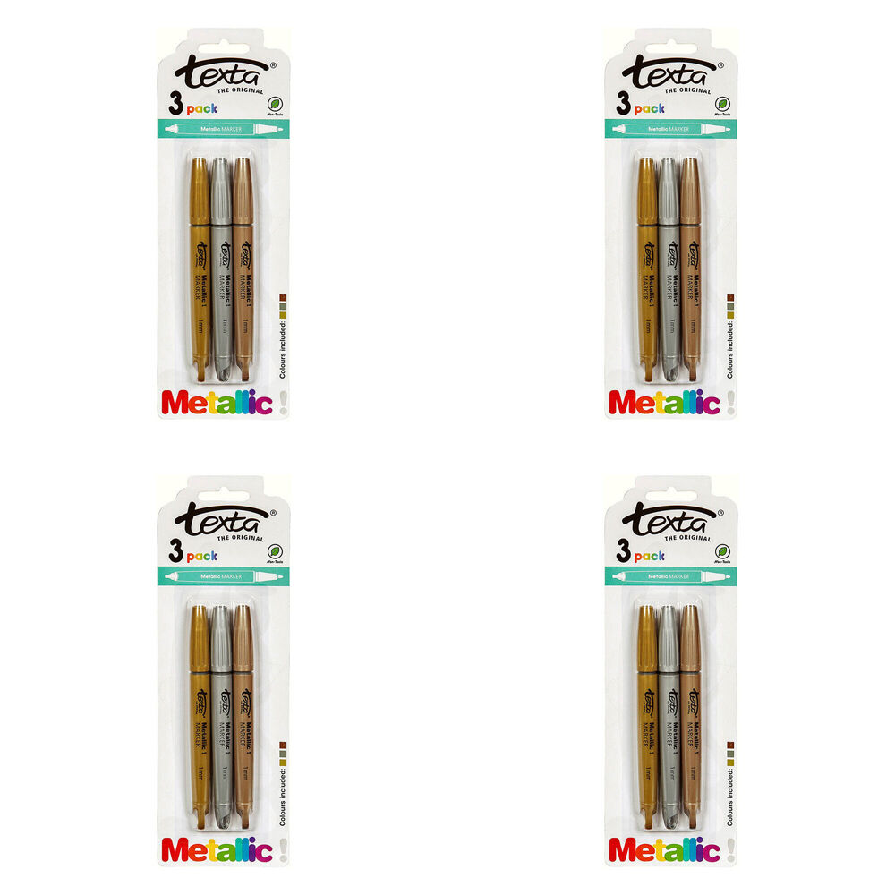 12pc Texta Non-Toxic Metallic Markers Gold/Silver/Bronze