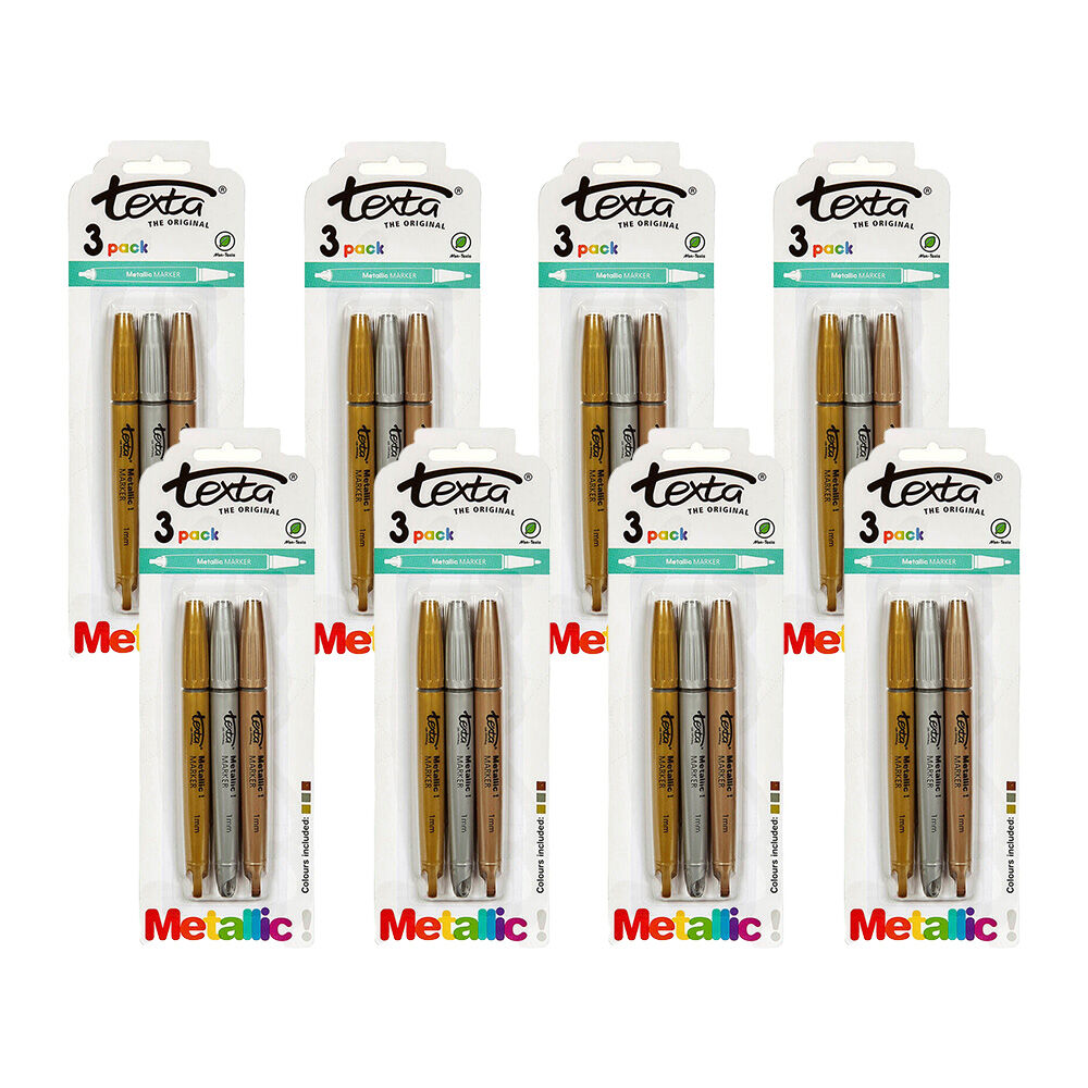 24pc Texta Non-Toxic Metallic Markers Gold/Silver/Bronze