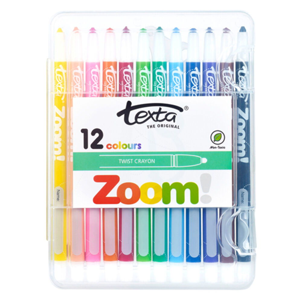 48pc Texta Zoom Twist Crayons Hard Case Wallet