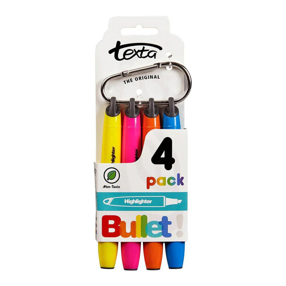 16pc Texta 1-4mm Bullet Highlighter Non-Toxic Yellow/Pink/Orange/Blue